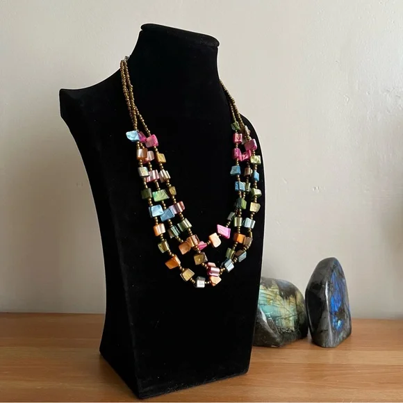Dyed shell/MOP colorful multi-strand with bronze spacer- Boho beach - Picture 3 of 6